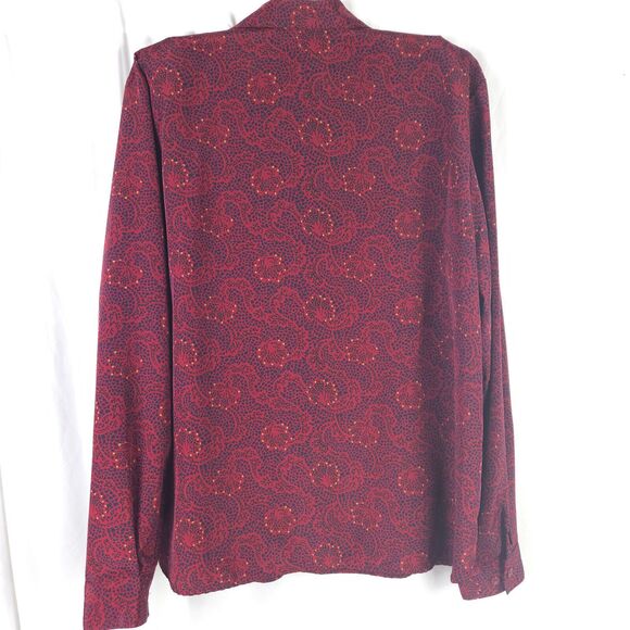 Vintage Liz Baker Womens Size 14 Red & Black Long Sleeve Button Up Blouse - Picture 2 of 6